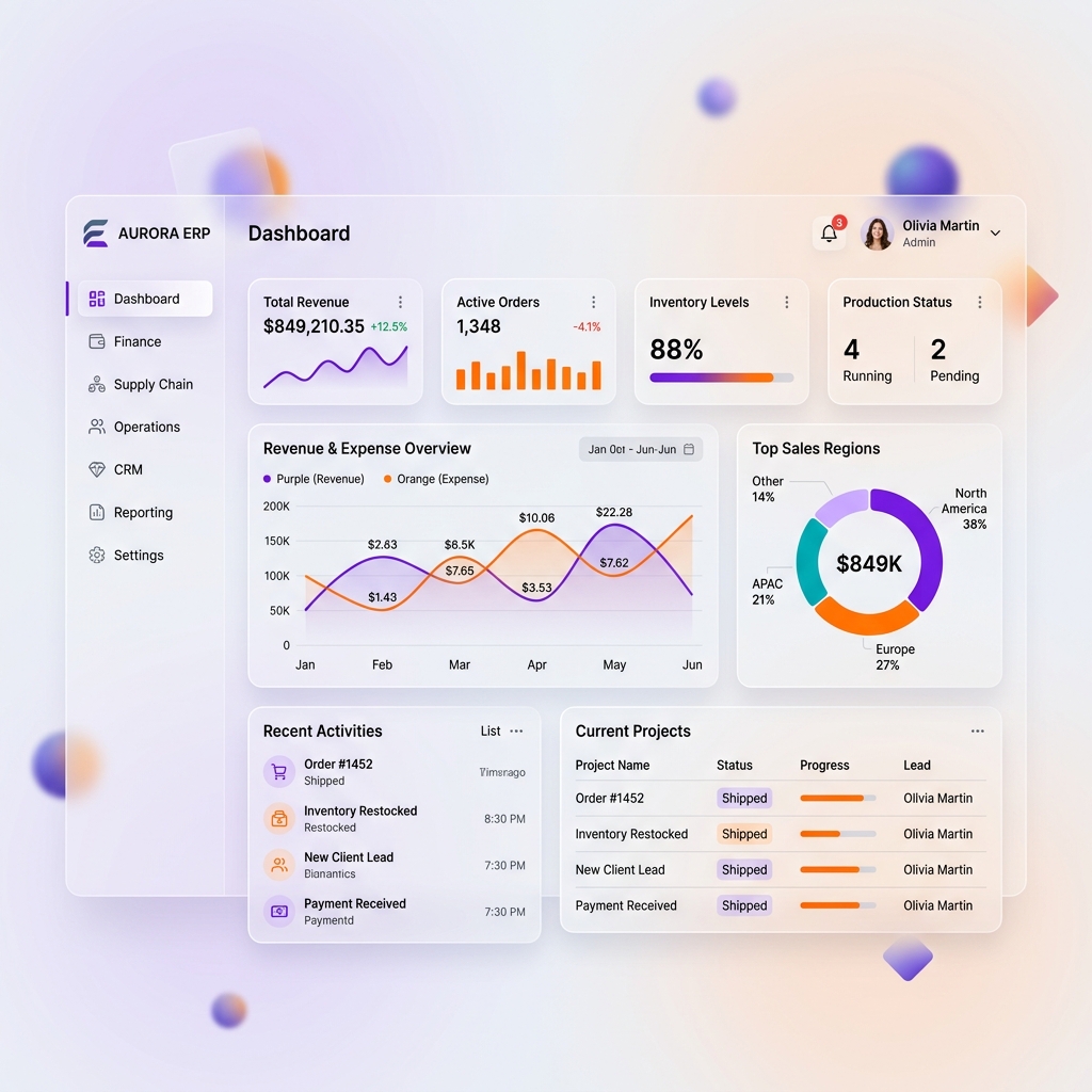 Modern ERP Dashboard UI